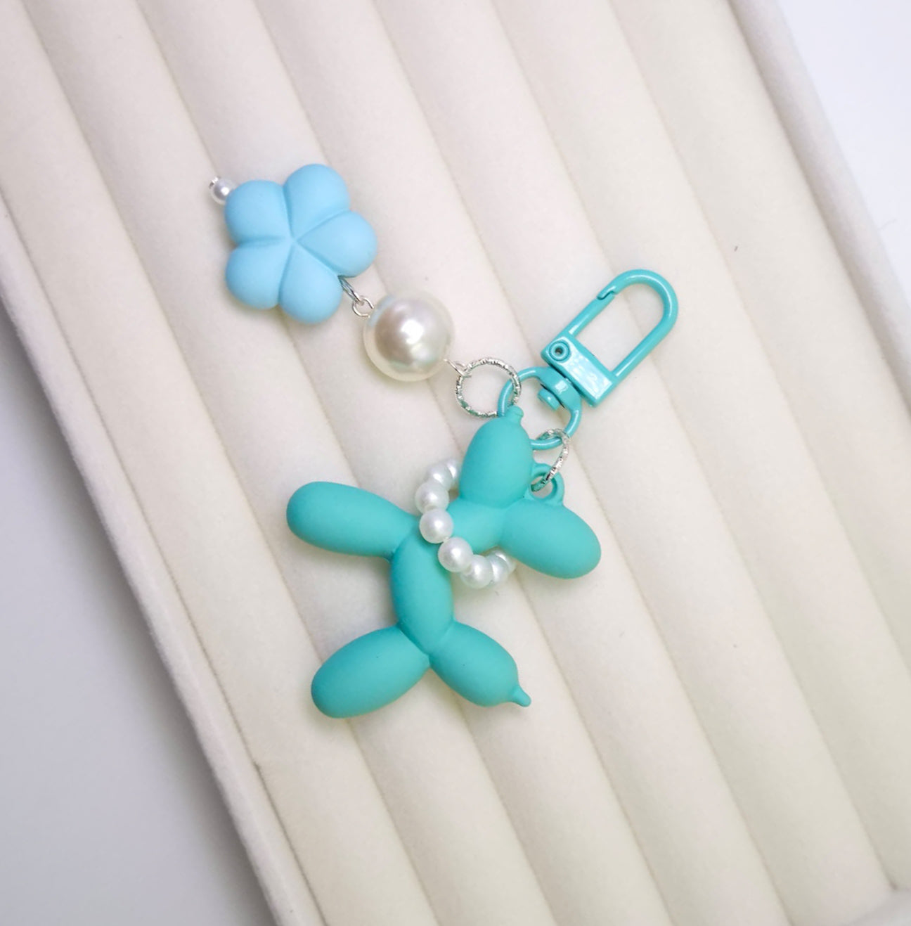 Elegant cute colourful balloon dog floral keychains