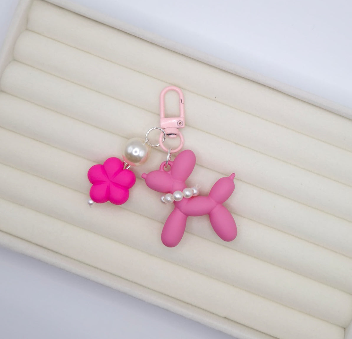 Elegant cute colourful balloon dog floral keychains
